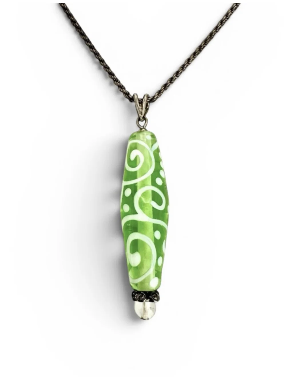 Vintage Italian Murano Glass Handmade Focal Bead Pendant .925 Necklace
